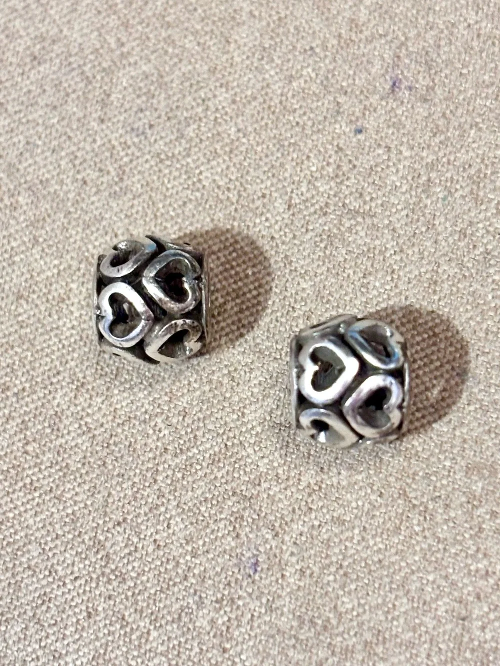 Two Brighton Mini Open Heart beads in Silver Fit MINI holders ONLY Retired